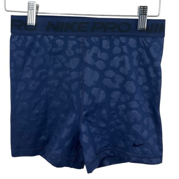 Nike Pro Dri-Fit Women’s Small Fitted Compression Shorts Cheetah Blue Black Bike - Picture 1 of 7